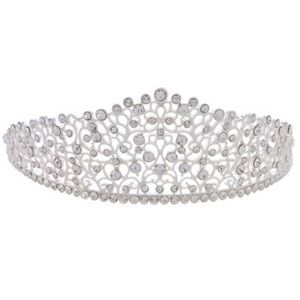 New Silver Rhinestone Metal Tiara by His & Hers